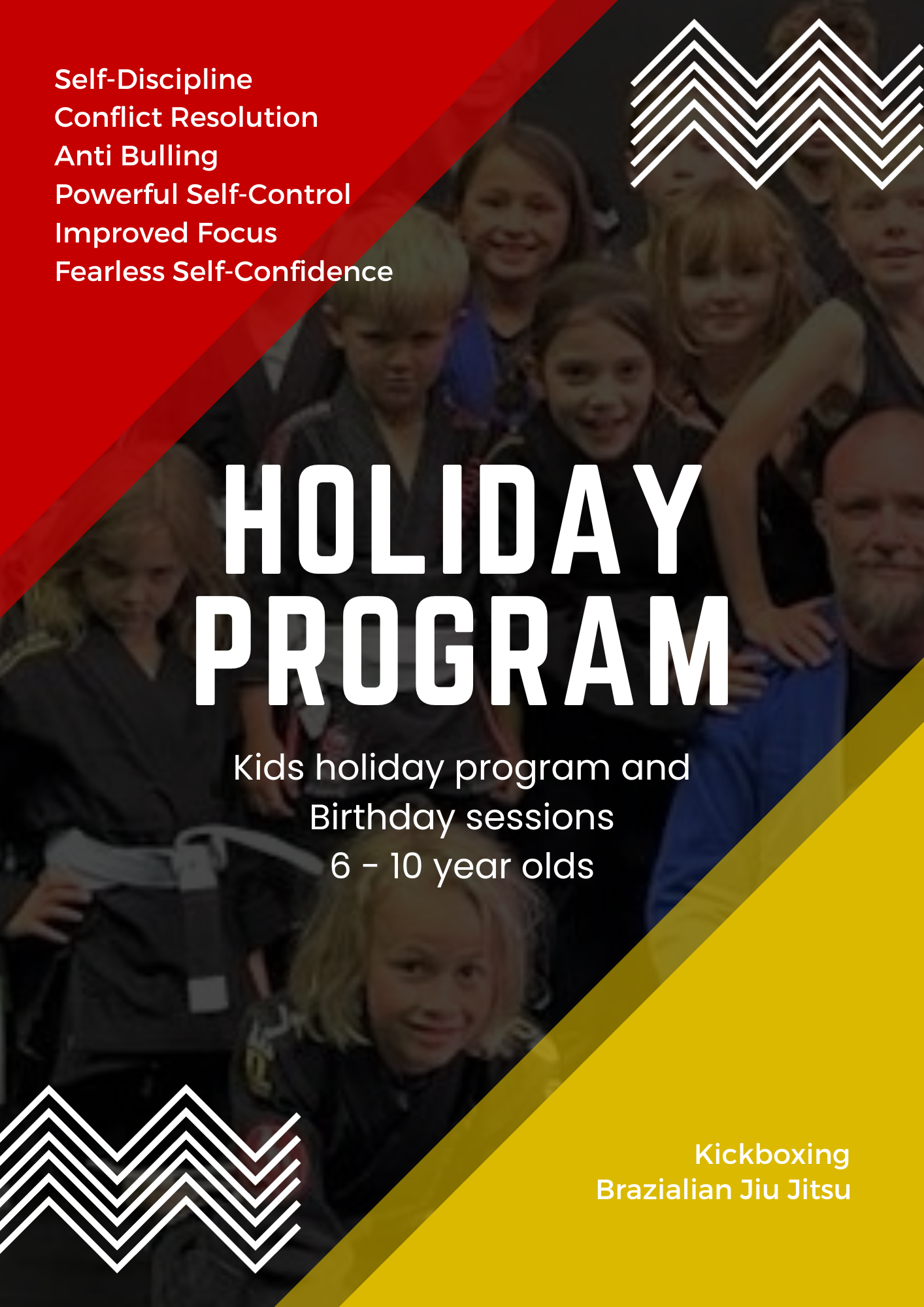 Martial Arts Holiday Program for Kids Aged 6-10 - Kickboxing and BJJ Training