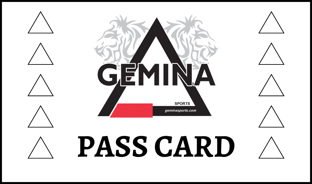 Gift Card 10-Class Pass for martial arts with Gemina Sports logo and design.