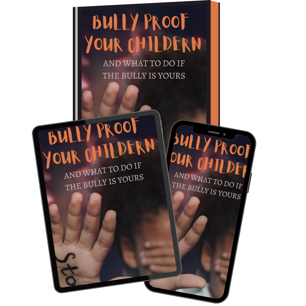 Bully Proof Your Children ebook cover displayed on book, tablet, and smartphone.