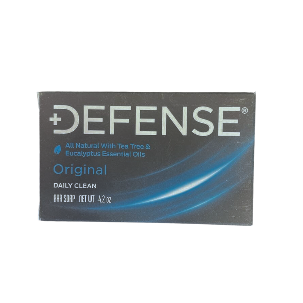 Defense Soap Natural Bar with Tea Tree and Eucalyptus Essential Oils, 4.2 oz, promotes healthy skin cleansing and hydration.