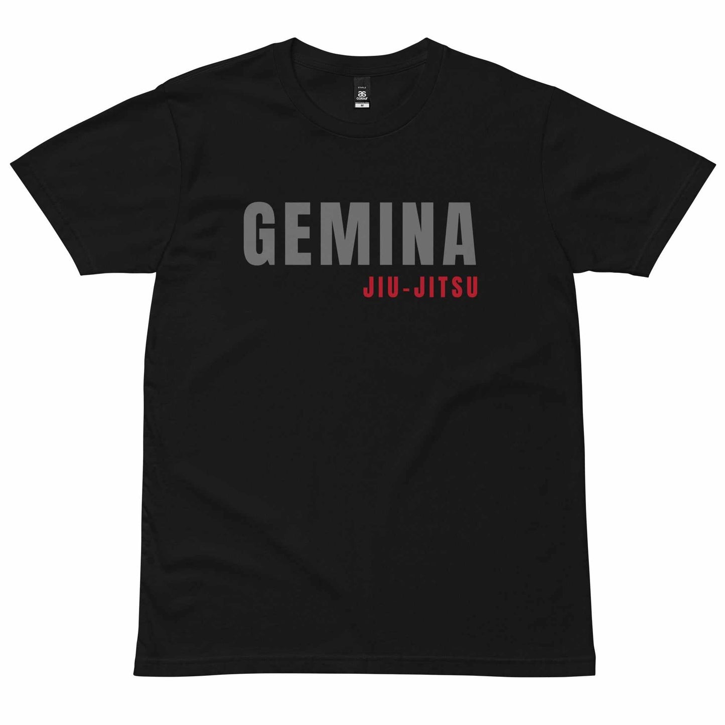 Gemina Jiu Jitsu club tee, black with logo, 100% cotton, comfortable and durable.