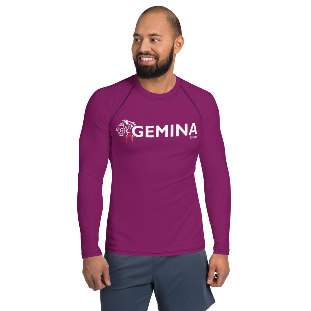Jiu Jitsu Rash Guard (Purple) long sleeve, durable and comfortable for BJJ training, made with 82% polyester and 18% spandex.