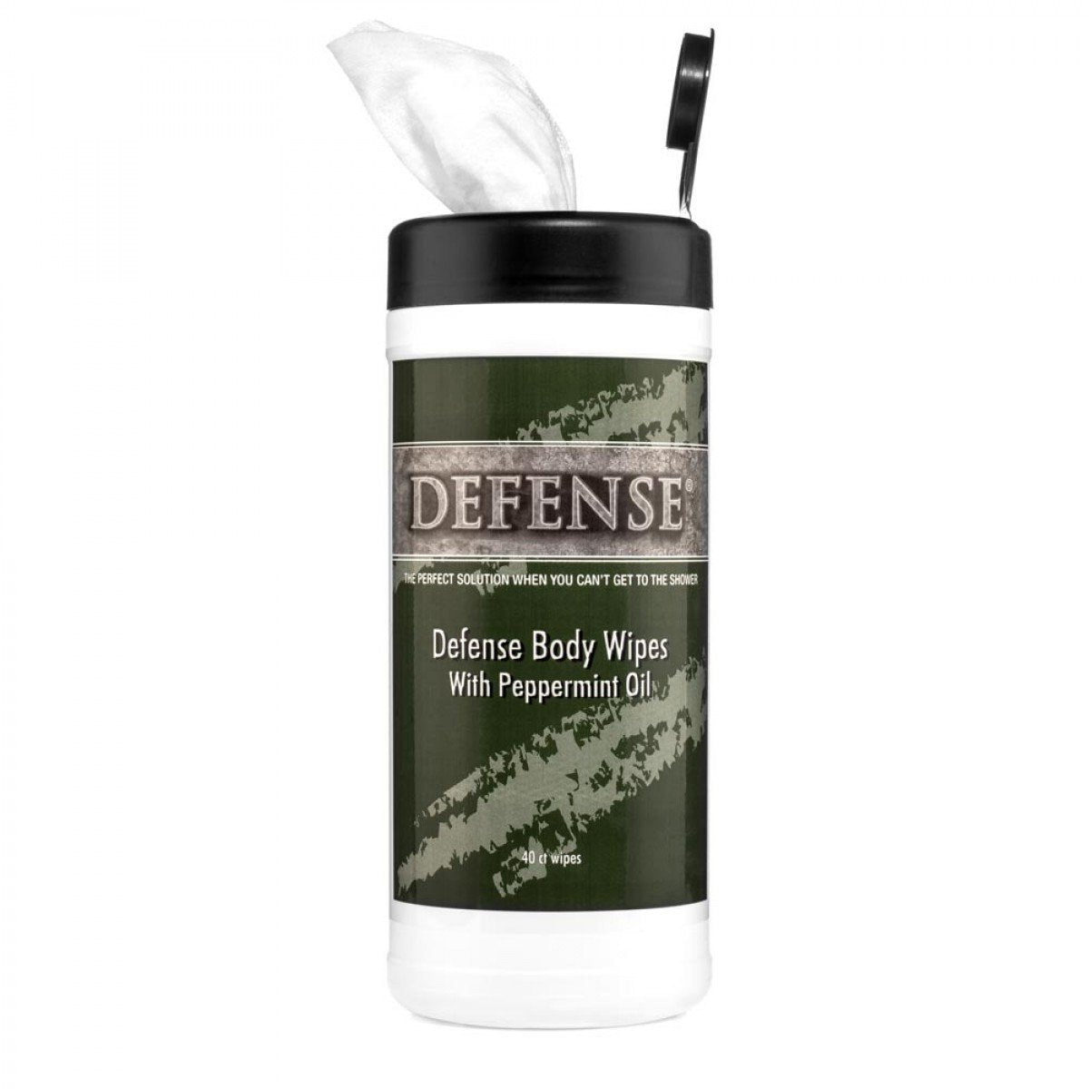 Defense Body Wipes with Peppermint Oil, antimicrobial, natural essential oils, portable cleansing wipes.