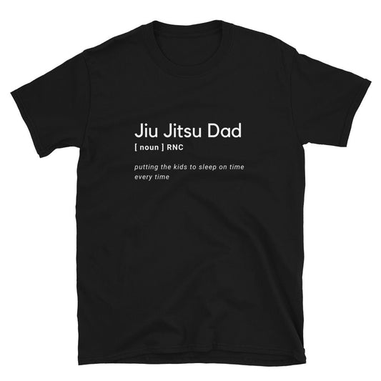 Black Jiu Jitsu Dad T-Shirt, 100% cotton, durable, available in various sizes.