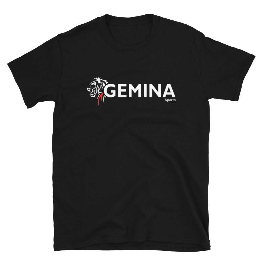 Gemina Sports T-shirt for adults, black, featuring club logo, 100% ring-spun combed cotton.