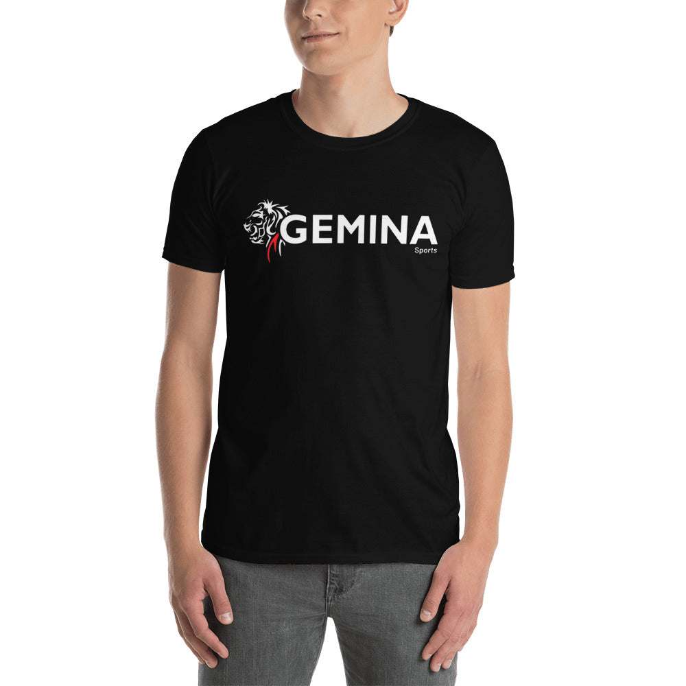 Gemina Sports club t-shirt for adults, black crew neck.