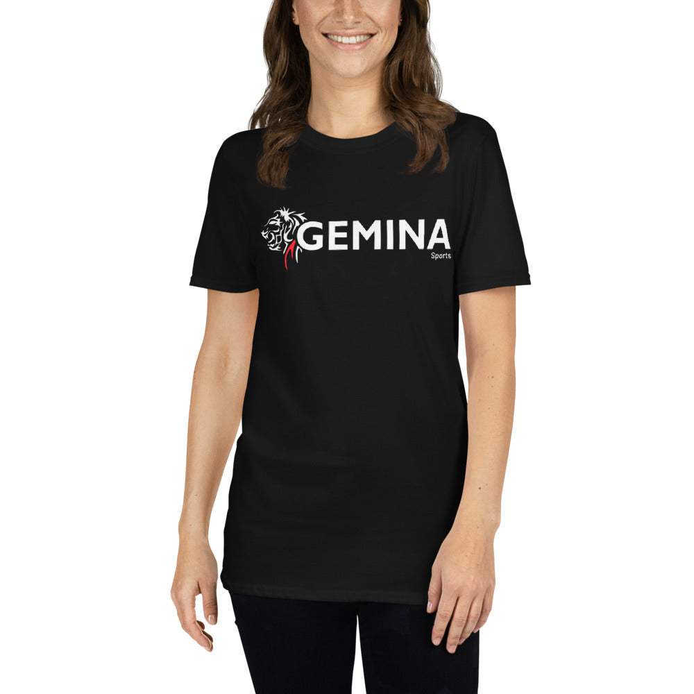 Gemina Sports Club T-Shirt in black for adults, crew neck, featuring logo.