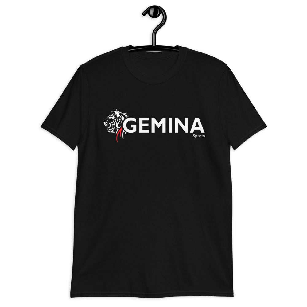 Gemina Sports black club t-shirt for adults with logo, 100% cotton.