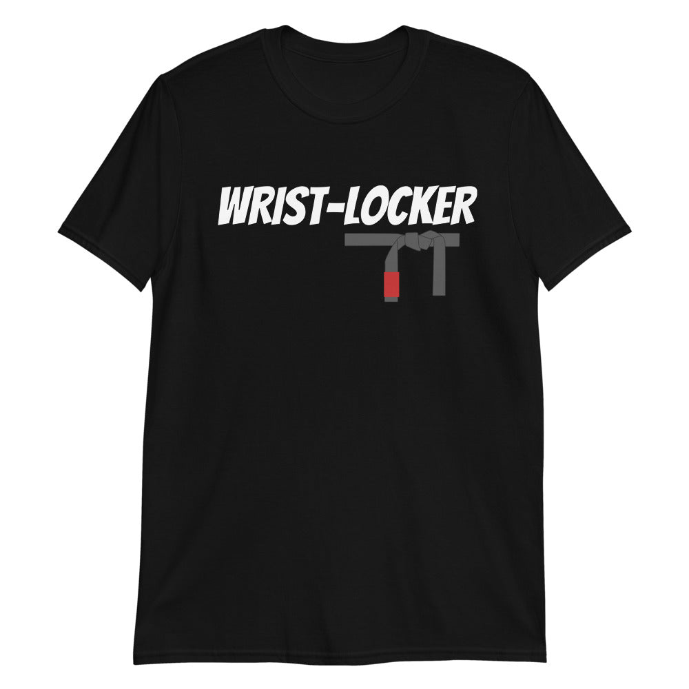 Black "Wrist Locker" T-Shirt with bold text, soft ring-spun cotton, durable double stitching.