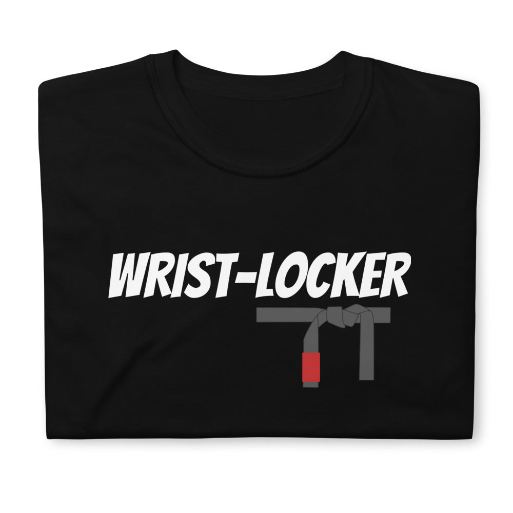 The Wrist Locker T-Shirt featuring bold text and wristlock graphic.