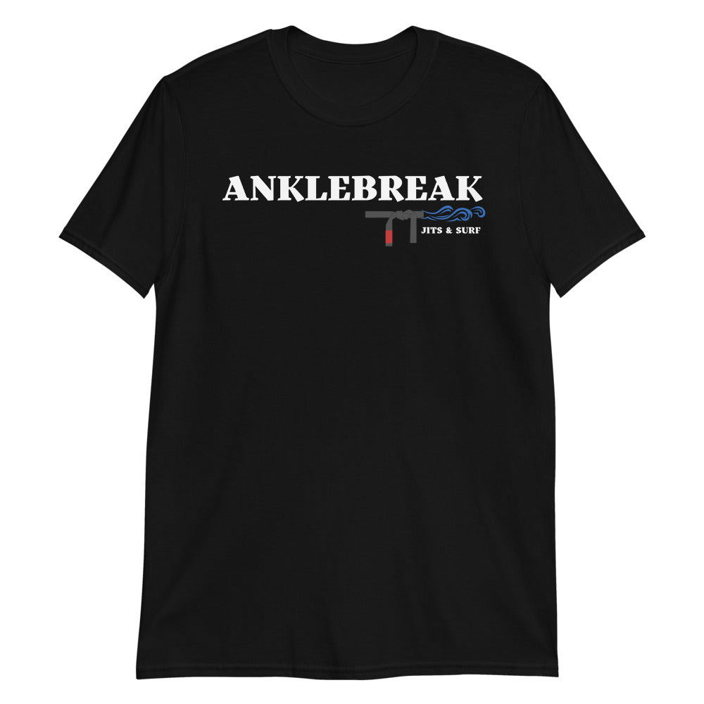 AnkleBreak Jits & Surf T-Shirt, 100% ring-spun cotton, jiu-jitsu and surfing design.