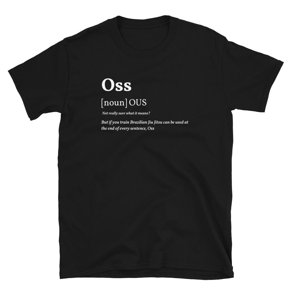BJJ Meanings Oss t-shirt, unisex, short-sleeve, black, durable cotton fabric