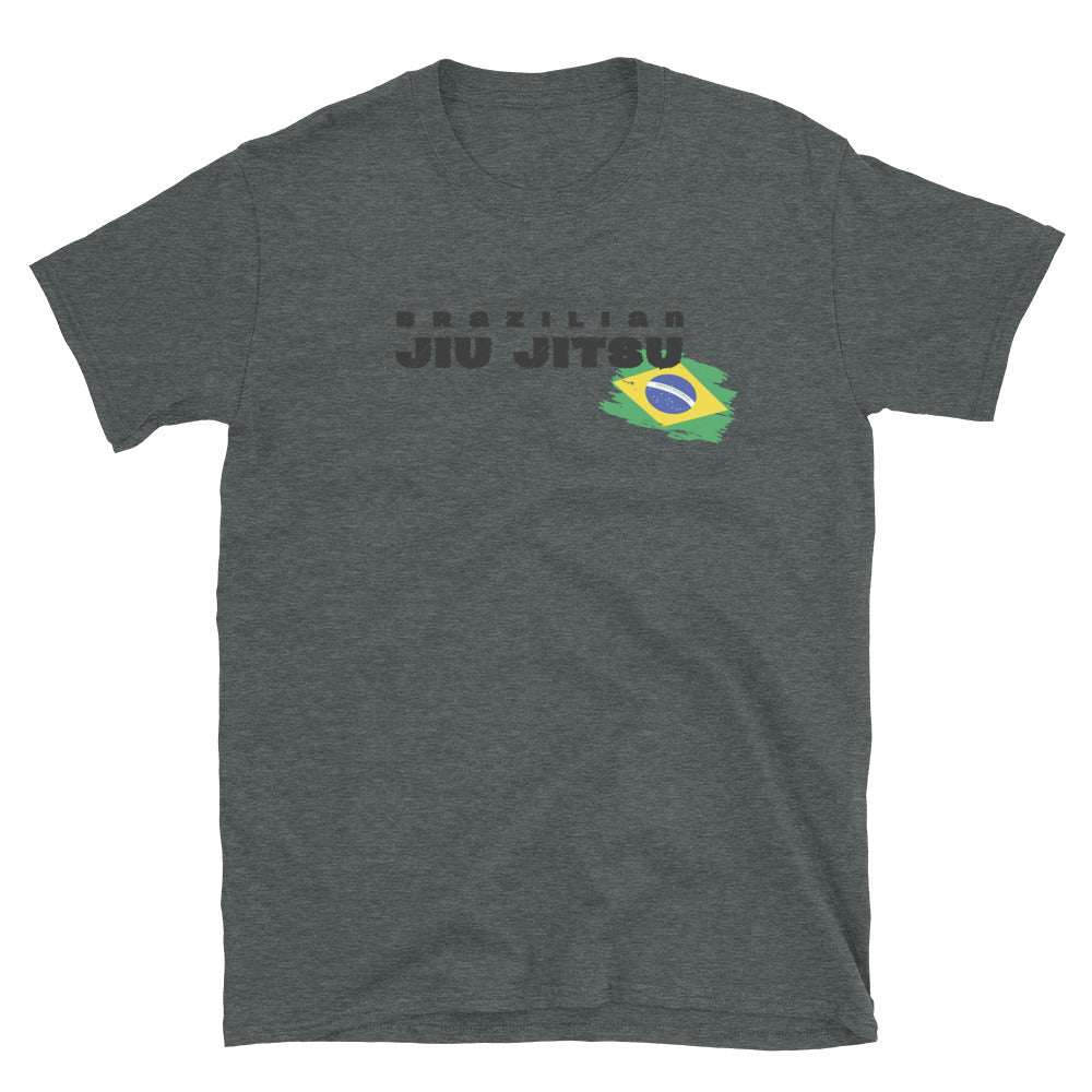 Brazilian Jiu Jitsu Flag T-Shirt in dark heather with a comfortable fit.