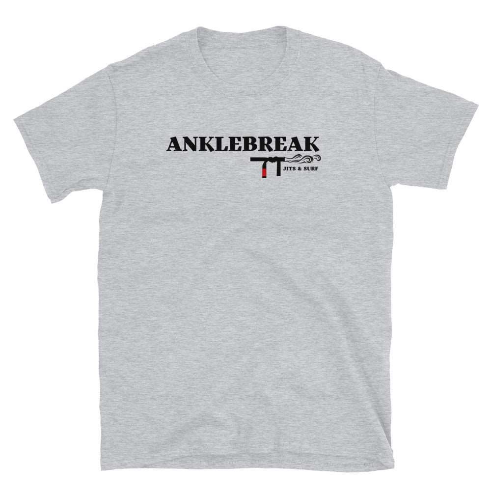 AnkleBreak Jits & Surf T-shirt in light grey with logo design.