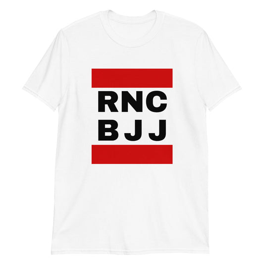 RNC BJJ T-shirt with Run DMC style design, 100% ring-spun cotton, durable and comfy.