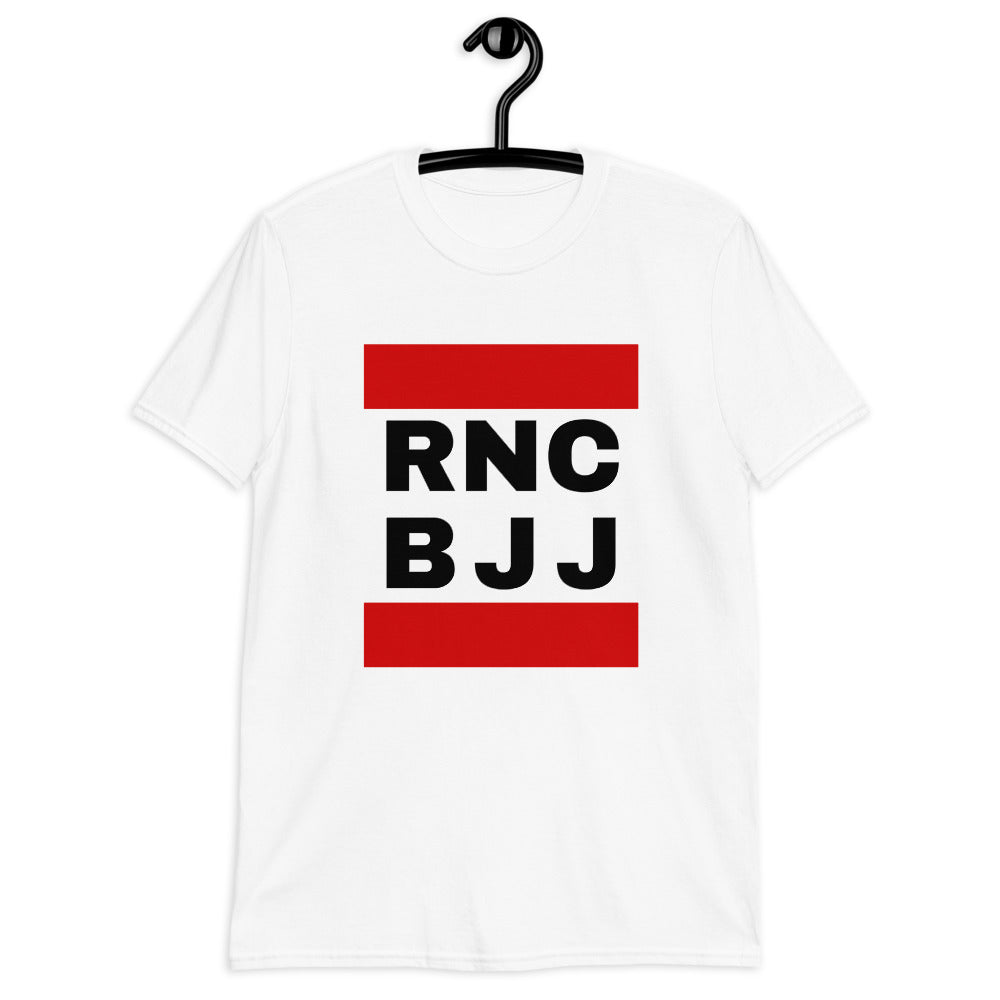 RNC BJJ t-shirt featuring Run DMC style design, 100% ring-spun cotton.