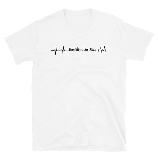 Brazilian Jiu Jitsu Heart Beat T-Shirt with heartbeat design, made from soft 100% ring-spun cotton.