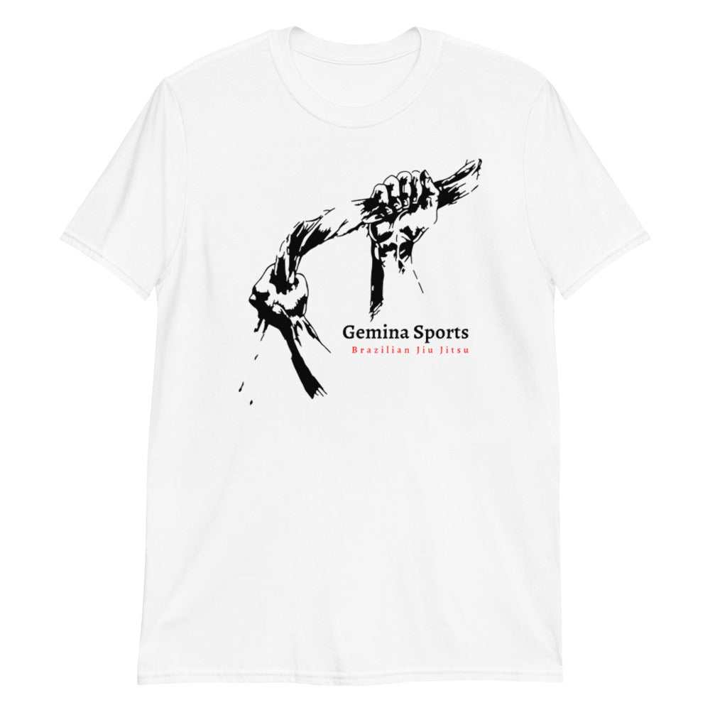White Club T-Shirt featuring a baseball bat choke design by Gemina Sports.