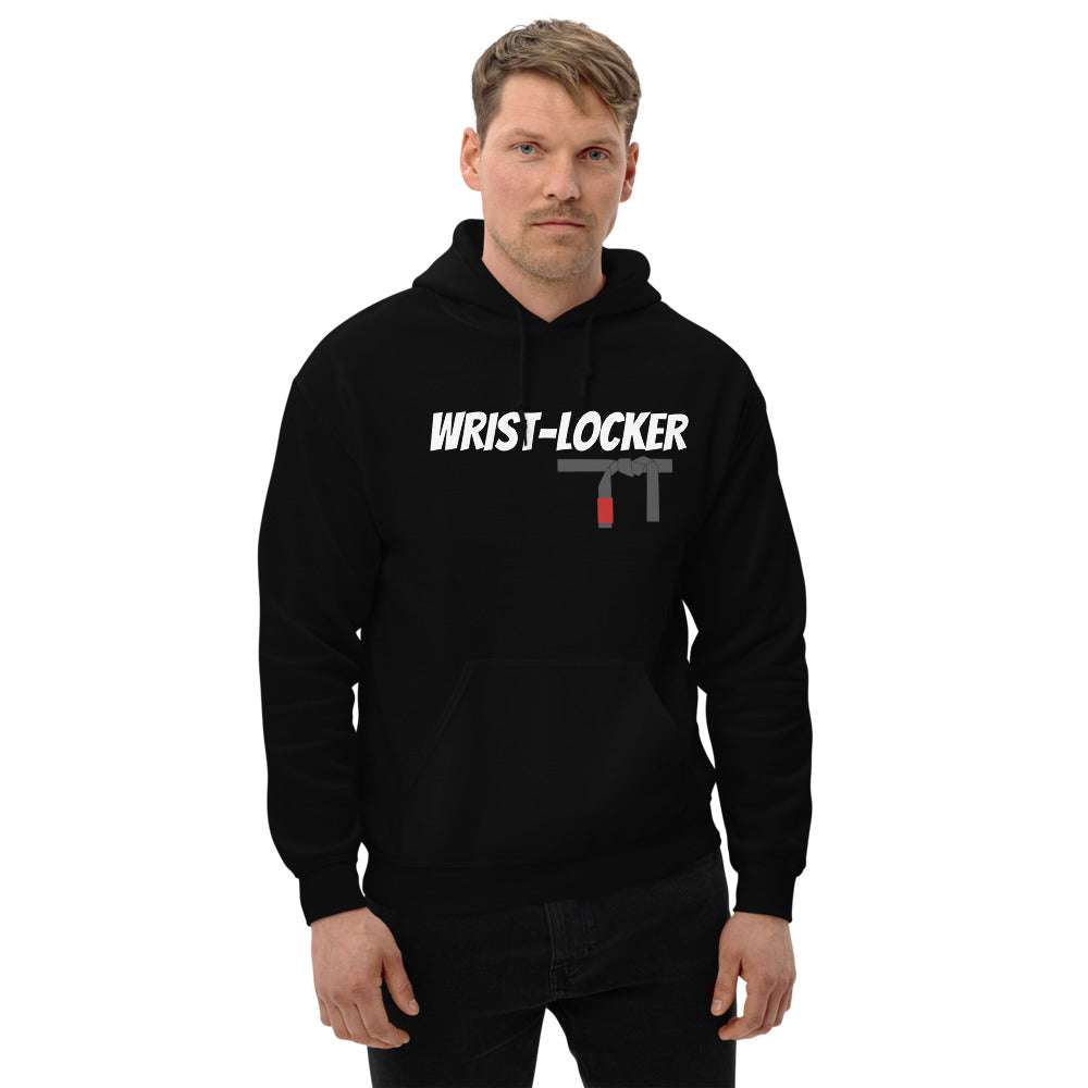 BJJ Wrist-Locker Hoodie in black with front print design.